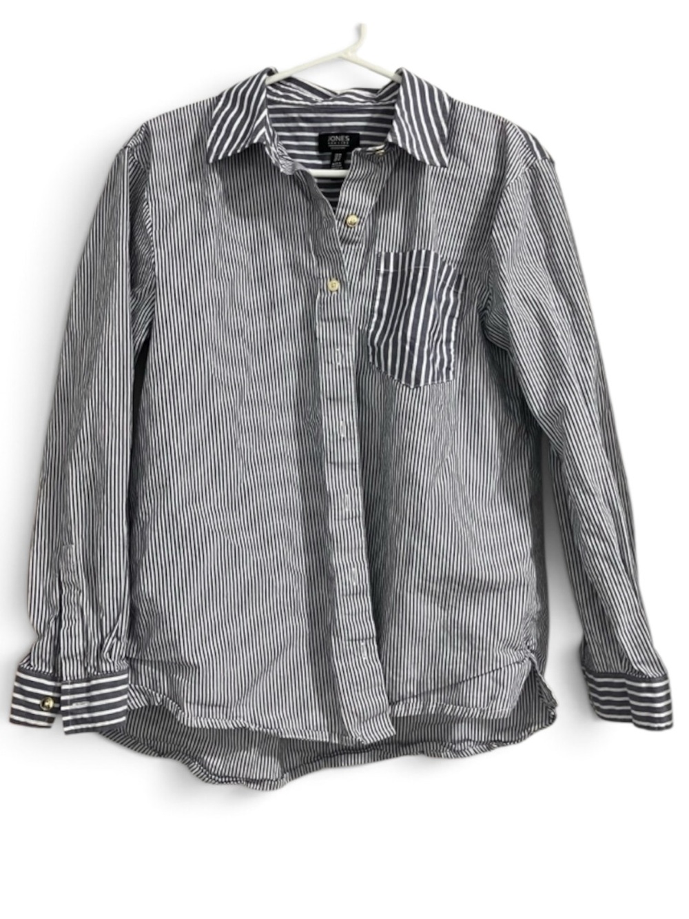 Jones New York Classic Blue and White Striped Women’s Shirt, Size Medium